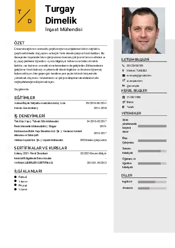 İnşaat Mühendisi Cv Örnekleri cv indir